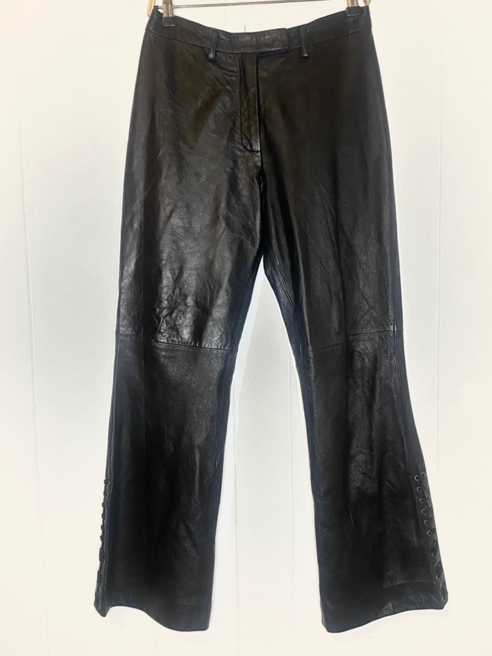 Jessica Black Leather Flared Pants